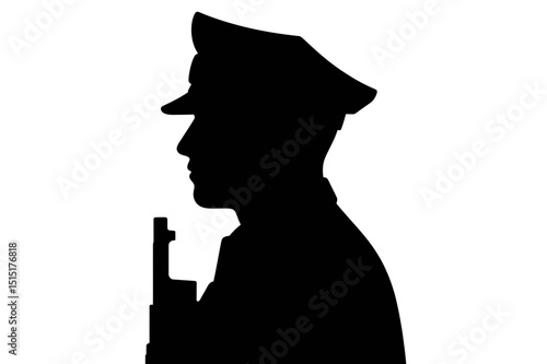 Silhouette of military officer with rifle vector