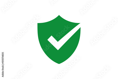Green shield check mark security protection icon