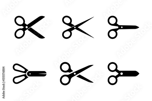 Scissors cutting tool silhouette vector collection