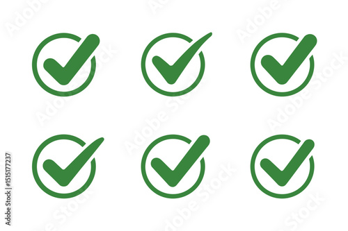 Green check mark icons set for approval and success