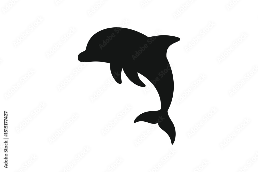 Fototapeta premium Dolphin silhouette ocean animal sea life vector art
