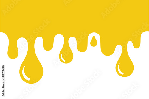 Yellow dripping paint honey or liquid illustration