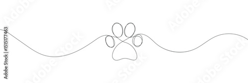 Animal footprint in continuous line drawing style. Line art symbol of animal footprint. Vector illustration. Abstract background . EPS 20 . 