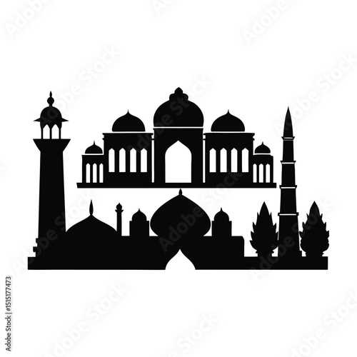 Vector Silhouette Collage of Delhi Landmarks