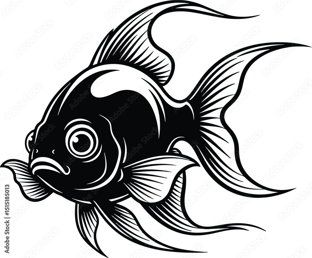 Cute Goldfish silhouette vector illustration Cute Goldfish silhouette vector illustration