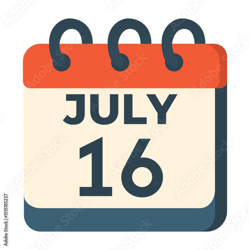 July 16 calendar vector on white background
Vector calendar with date