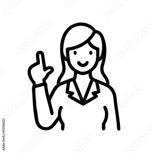 Business Woman Pointing Finger at Something. Happy Face. Hand Drawn Style Vector Design illustrations
