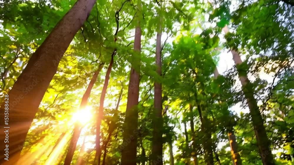 sun shining through trees