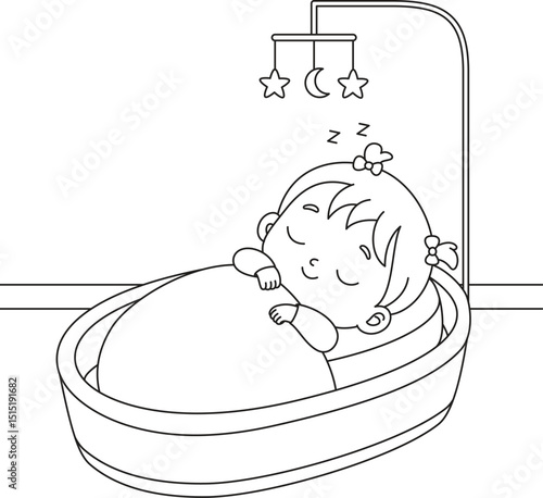 The baby sleeping coloring page for kids