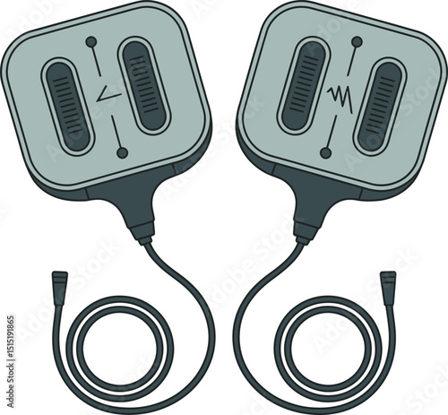 Vector Graphic of Emergency Medical Device Color Defibrillator Pads