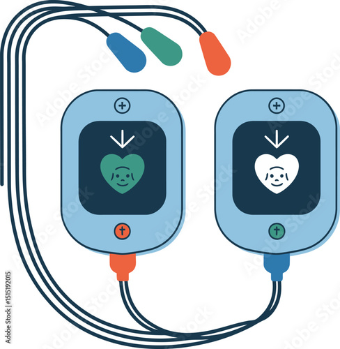 Flat Design Medical Device – Vector Defibrillator Pad Icon in Color