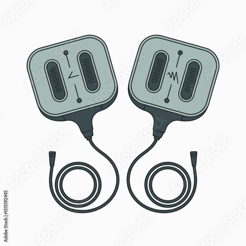 Emergency Health Device Vector Defibrillator Pads Illustration