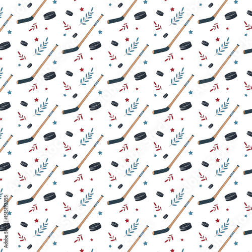 seamless pattern with hockey elements 