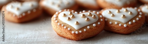 Many heart shaped cookies with white icing on them  valentine’s day cookies banner
