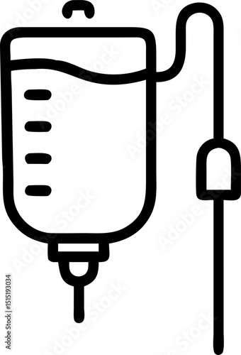 iv drip vector outline icon on white or transparent background	
