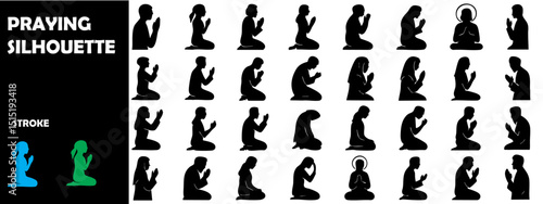 Spiritual and Religious Prayer Silhouette Set