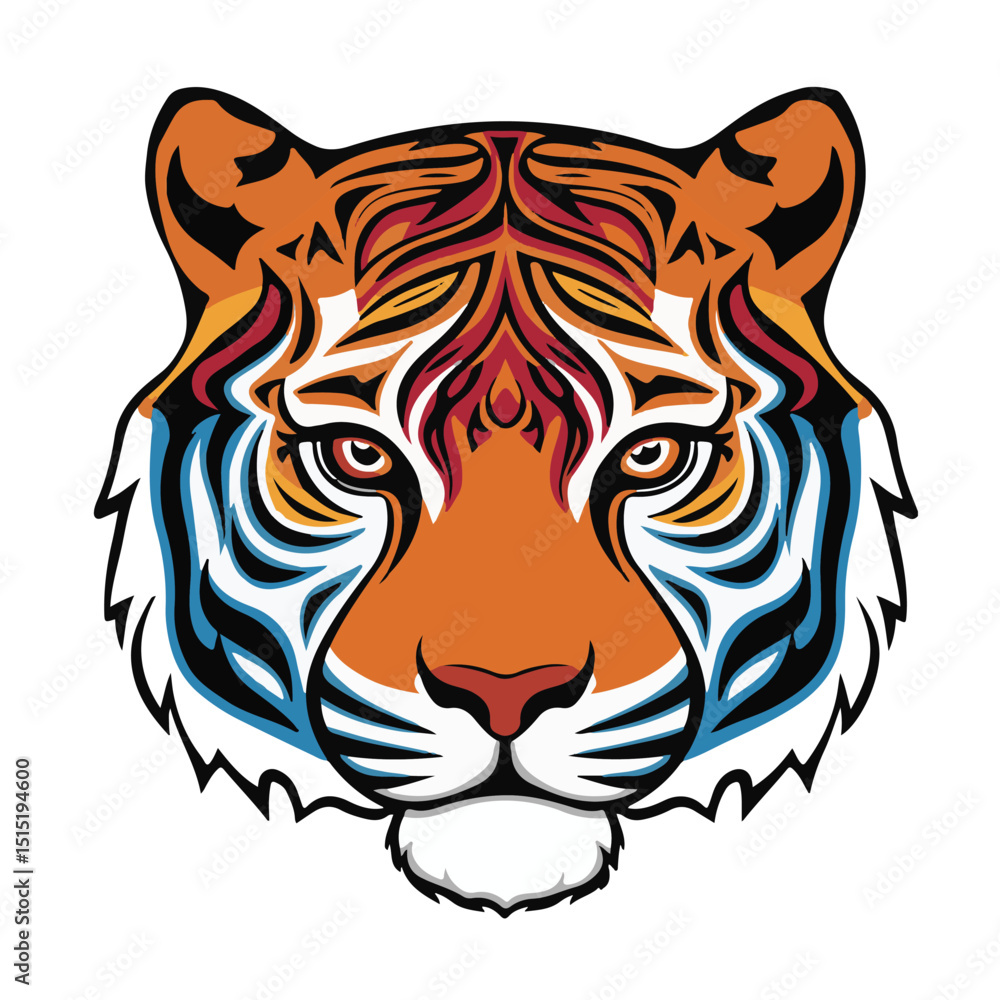 Tiger head vector illustration, a wild feline animal with a powerful, tribal design often used for tattoo art Tiger head vector illustration, a wild feline animal with a powerful, tribal design often used for tattoo art