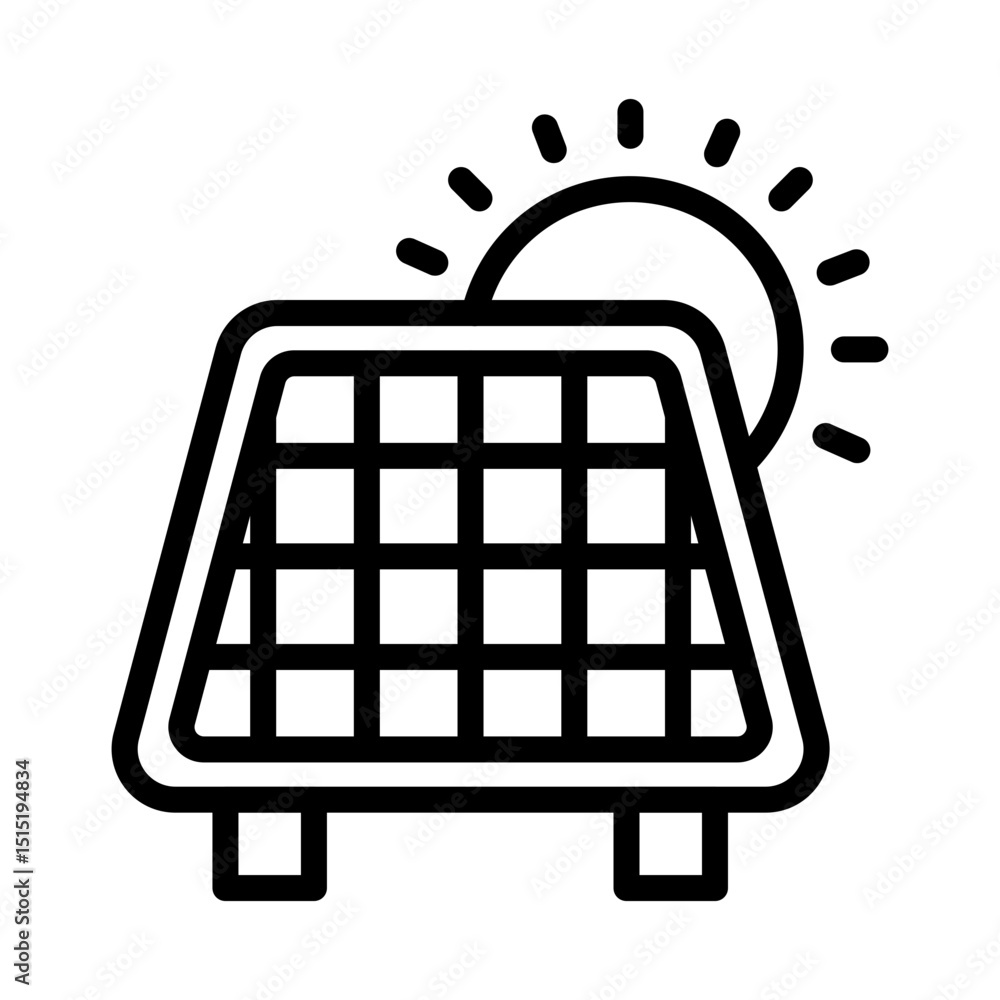 Solar panel outline icon. Renewable energy icon isolated on white background. Transparent background, minimalist symbol. Vector images Solar panel outline icon. Renewable energy icon isolated on white background. Transparent background, minimalist symbol. Vector images