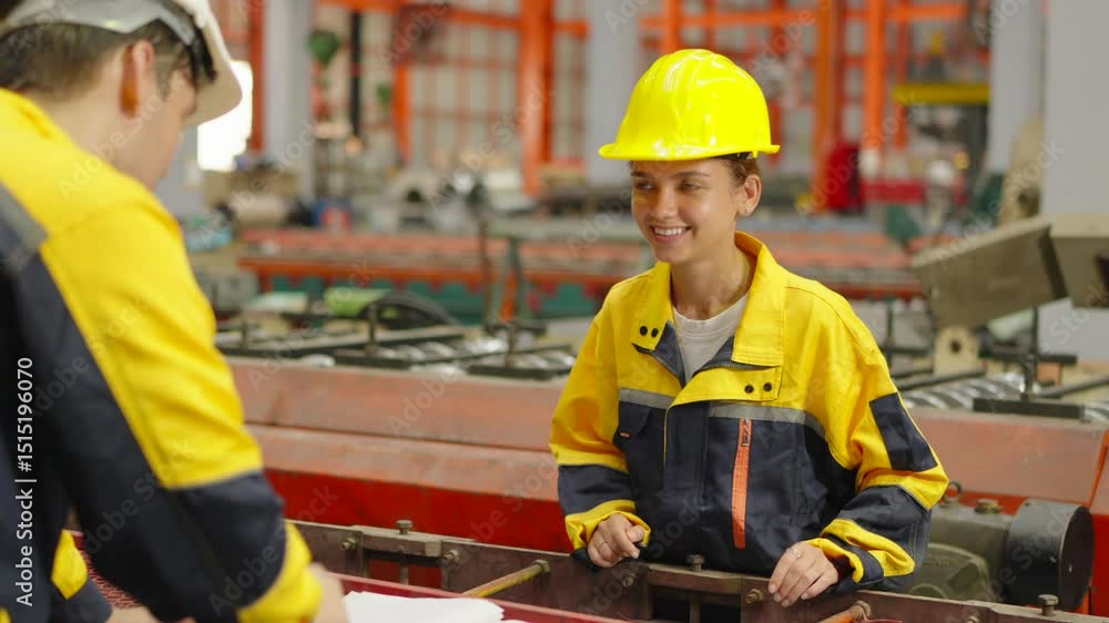 custom made wallpaper toronto digitalEngineer or worker talking and meeting with coworker in the metal sheet factory