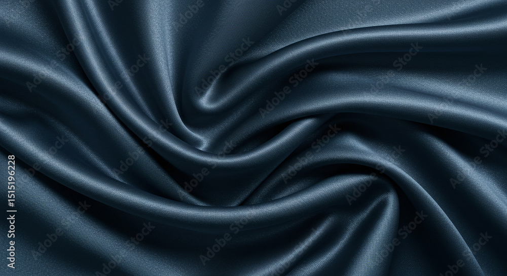 Fototapeta premium Blue silk fabric texture background luxurious smooth satin material elegant drapery textile backdrop design