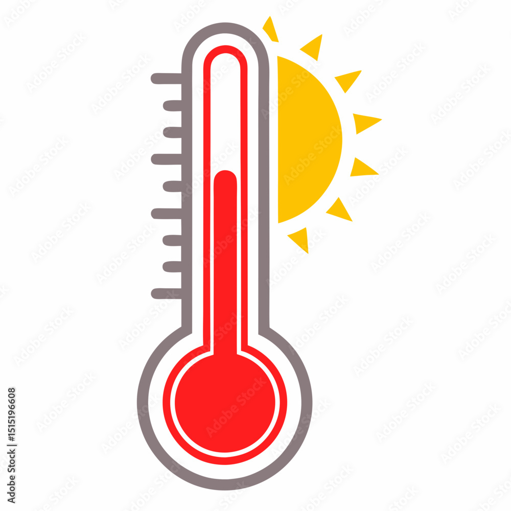 Fotografie Summer Heat Icon with Thermometer.