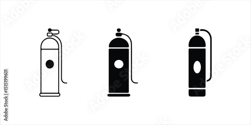 oxygen cylinder silhouette vector set hand drawn illustration on white background.