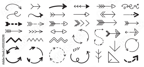 Monochrome arrows in different styles, perfect for pointing, travel, and movement-related designs.