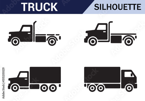 Black and White Truck Silhouettes for Logistics and Freight Graphics

