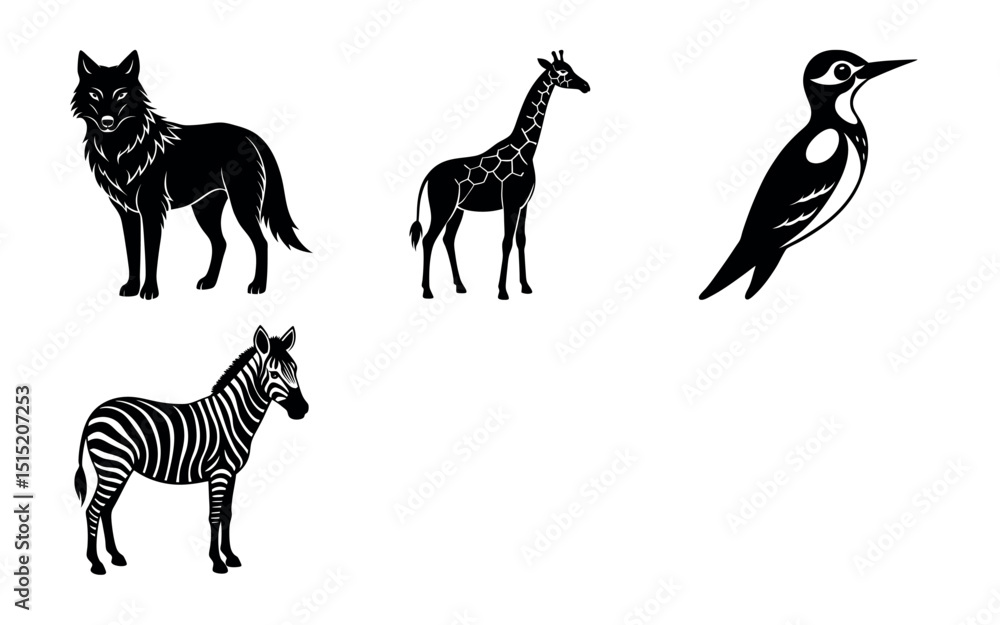 Fotografie wild animal vector art white background