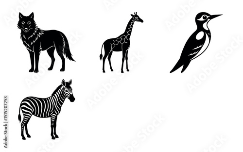 Photography wild animal vector art white background