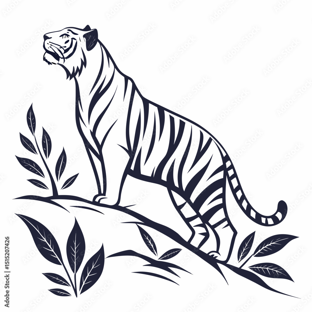 Obraz premium tiger silhouette vector with white background