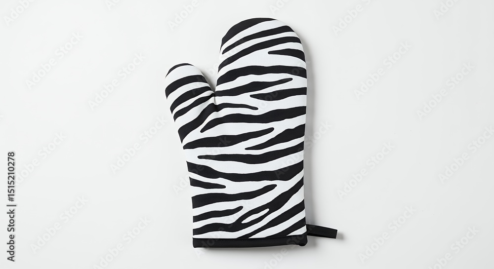 Zebra patterned oven mitt against white background Zebra patterned oven mitt against white background