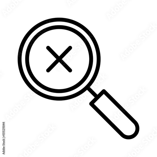 Cannot search outline icon. Search and zoom icon isolated on white background. Transparent background, minimalist symbol. Vector images