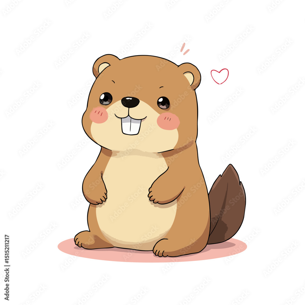 Naklejka premium Cute Baby Beaver Clipart 09