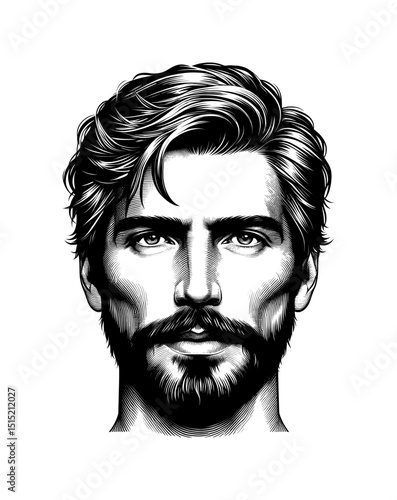 men's hairstyle, beard and moustache - ai generated (artwork 1)