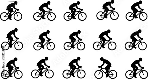 high quality race bicyclist silhouette - vector. Transparent background PNG, cutout
