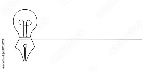 One continuous line of pen with Light Bulb, creative idea for business and education vector Logo Template Illustration Design, Continuous One line drawing of Pencil with idea light bulb combined