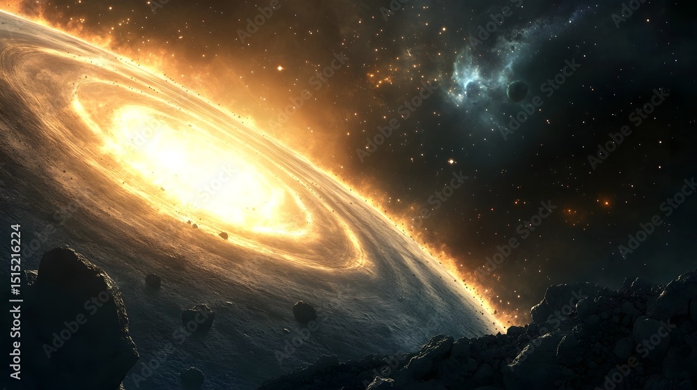 A celestial body experiencing a catastrophic event. A celestial body experiencing a catastrophic event.