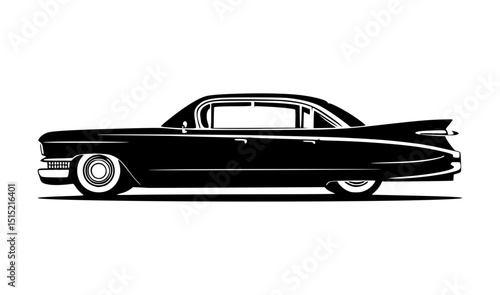 Vintage Car Silhouette Black & White