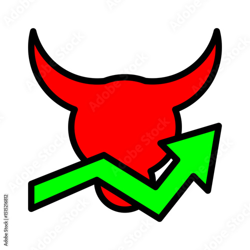 Bull Market Outline Color Editable Icon