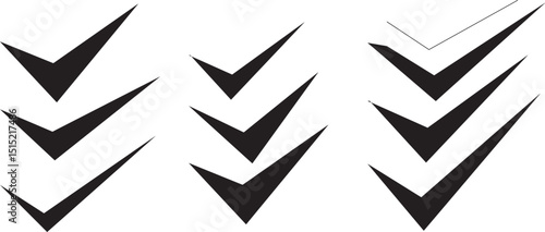 Approval check icon isolated, set quality signblack, tick vector for stock