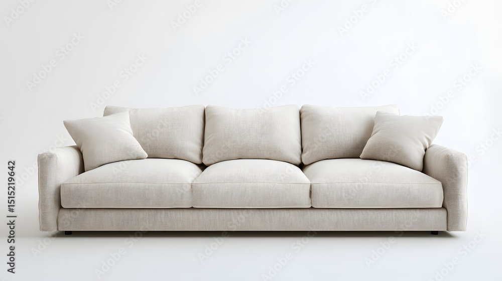 Fototapeta premium Light beige sectional sofa against a white background.