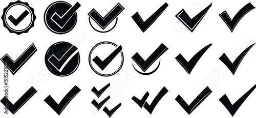 Checkmarks Vector Icon Set for Task Management and Productivity
