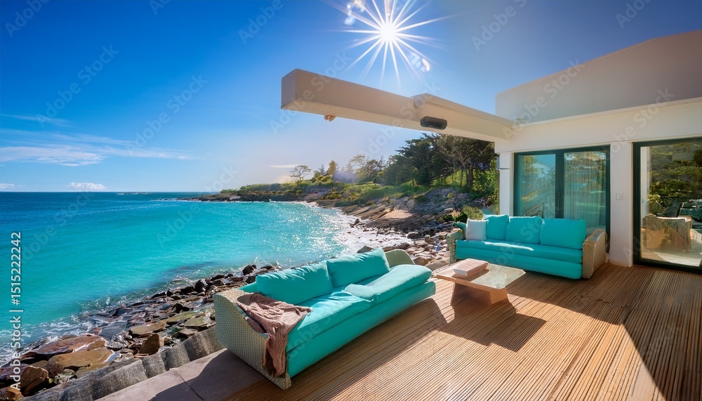 coastal chalet retreat contemporary summer chalet features vibrant turquoise interiors natural textures and oceanfront views coastal chalet retreat contemporary summer chalet features vibrant turquoise interiors natural textures and oceanfront views