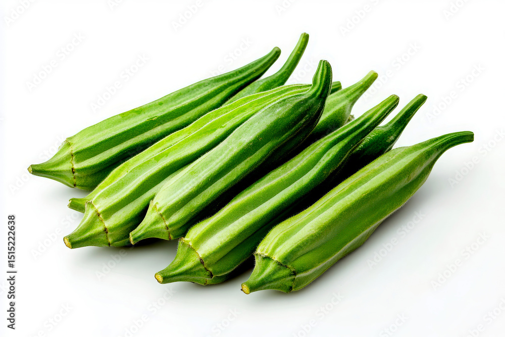 Fototapeta premium Fresh green okra pods 