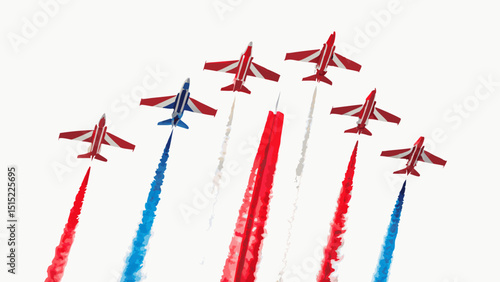 Air show jets red white blue smoke trails