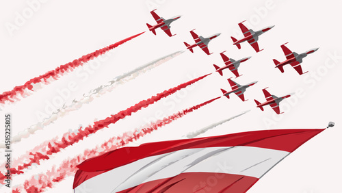 Austrian air force jets aerobatic display team flag