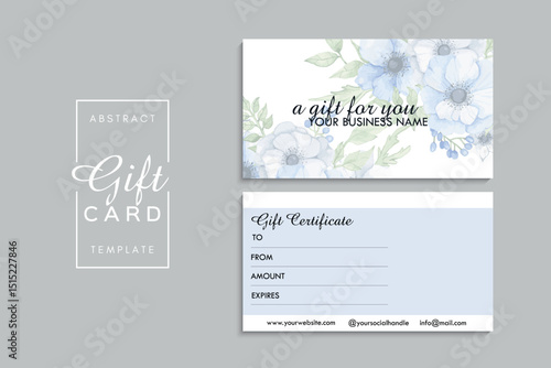 Gift card template with flowers. Vector illustration. EPS 10.