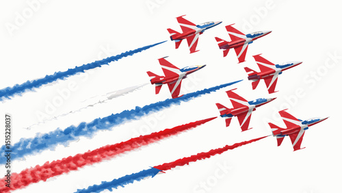 Red arrows jet team airshow display, transparent background