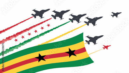 Togo air force jets flag display, clean cutout